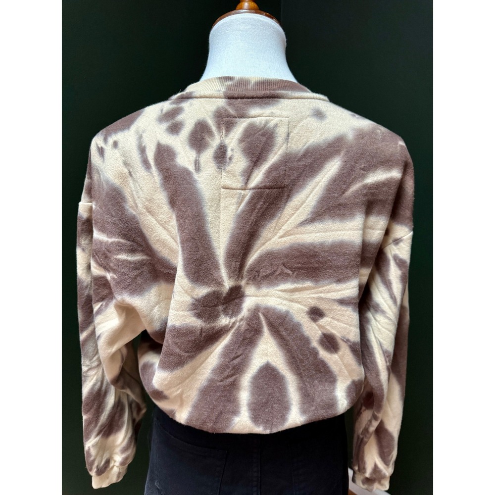 C'EST TOI Brown Tie Dye‎ Pullover Cropped Sweatshirt Women's M - Picture 3 of 9
